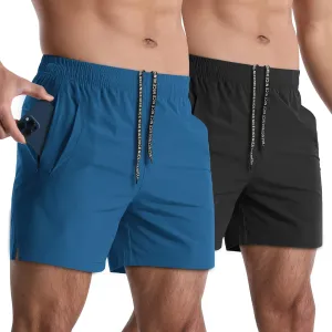 2 Pack Mens Athletic Shorts 5 Inch Quick Dry Gym Workout Shorts Men Lightweight Sports Running Shorts with Pockets