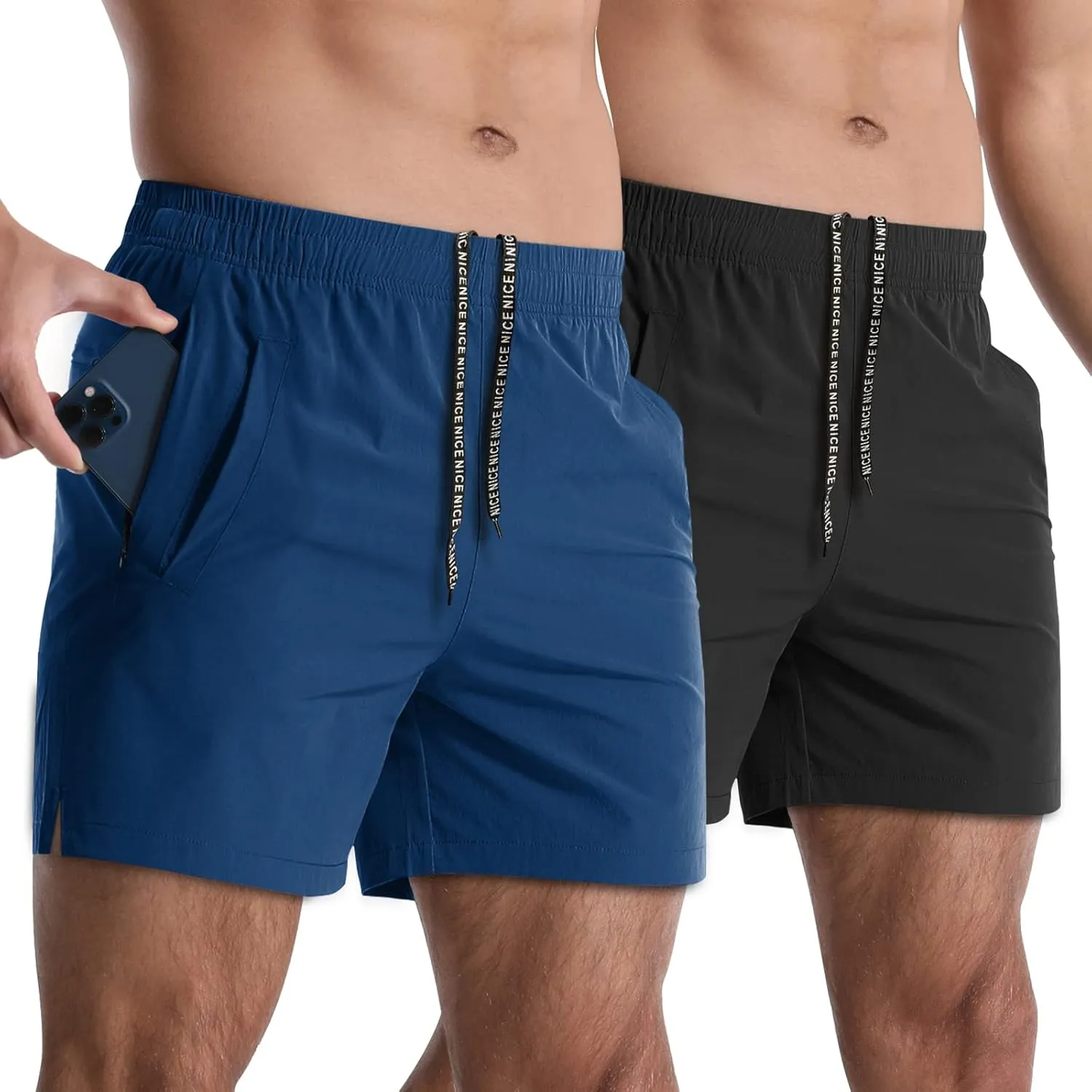 2 Pack Mens Athletic Shorts 5 Inch Quick Dry Gym Workout Shorts Men Lightweight Sports Running Shorts with Pockets
