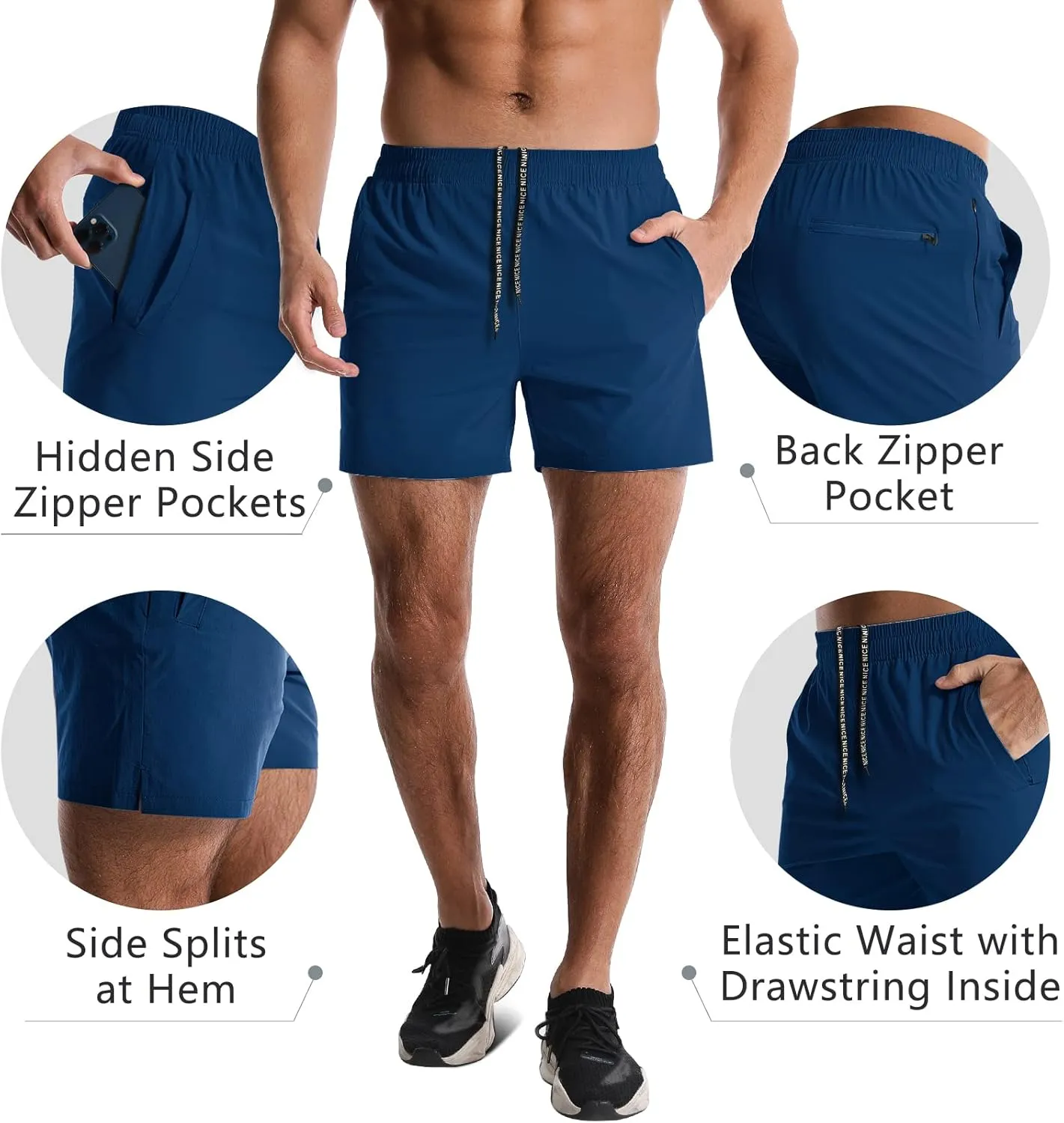 2 Pack Mens Athletic Shorts 5 Inch Quick Dry Gym Workout Shorts Men Lightweight Sports Running Shorts with Pockets
