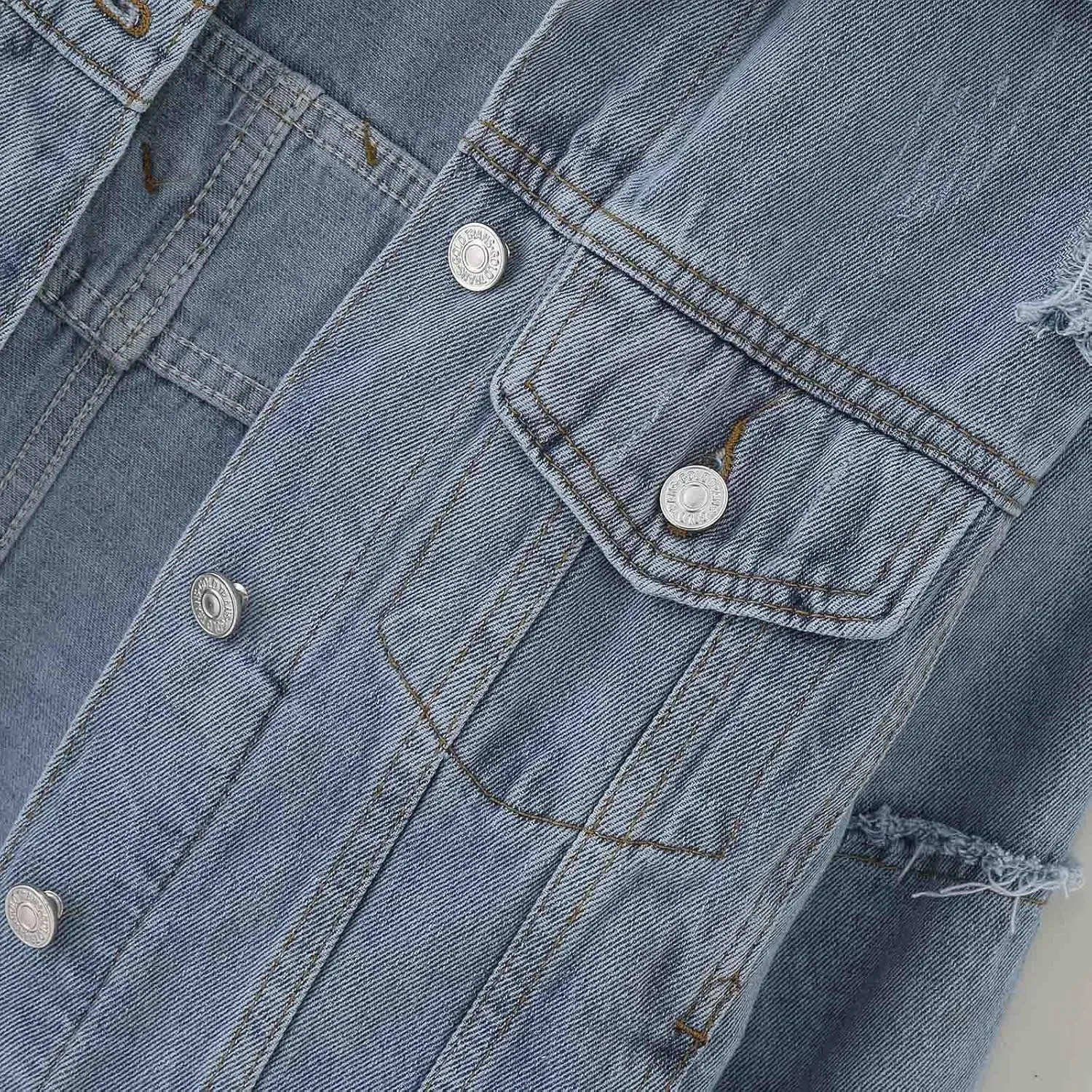 2023 Womens Cropped Denim Jackets Trendy Button Up Shacket Fall Spring Long Sleeve Jean Coats Retro Petite Denim Coat