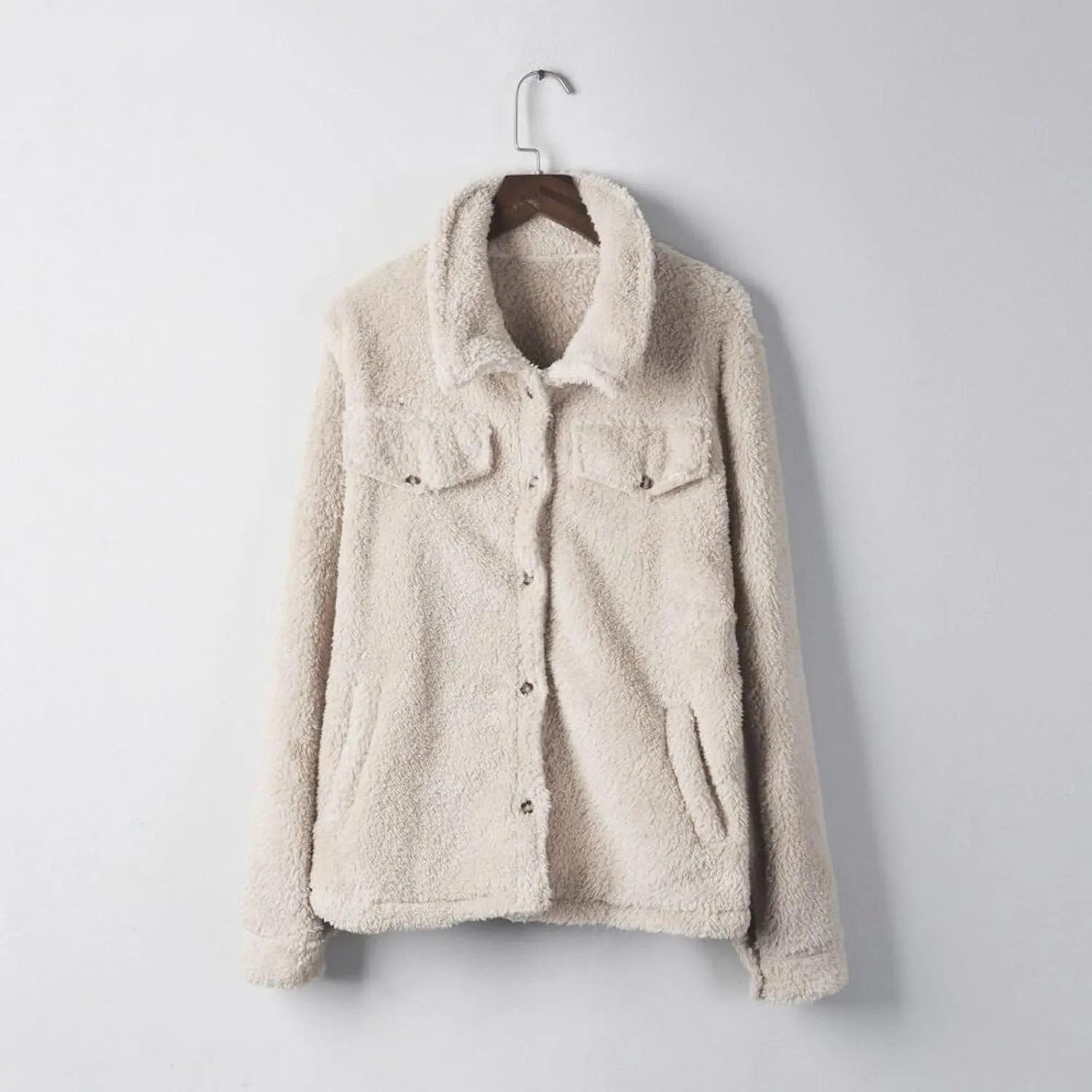 2024 Womens Sherpa Fleece Coats Winter Warm Soft Button Up Woolen Jackets Fuzzy Shacket Plus Size Short Outwear Cardigan