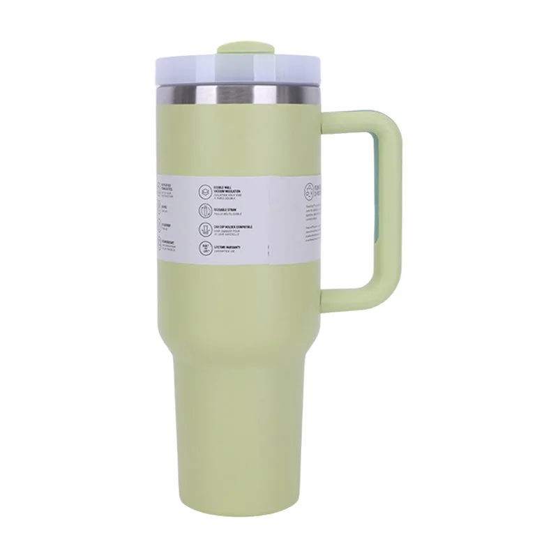 40 oz Insulated Tumbler with Straw, Handle & Lid  Stainless Steel, Hot & Cold Drinks, Fits Car Cup Holders