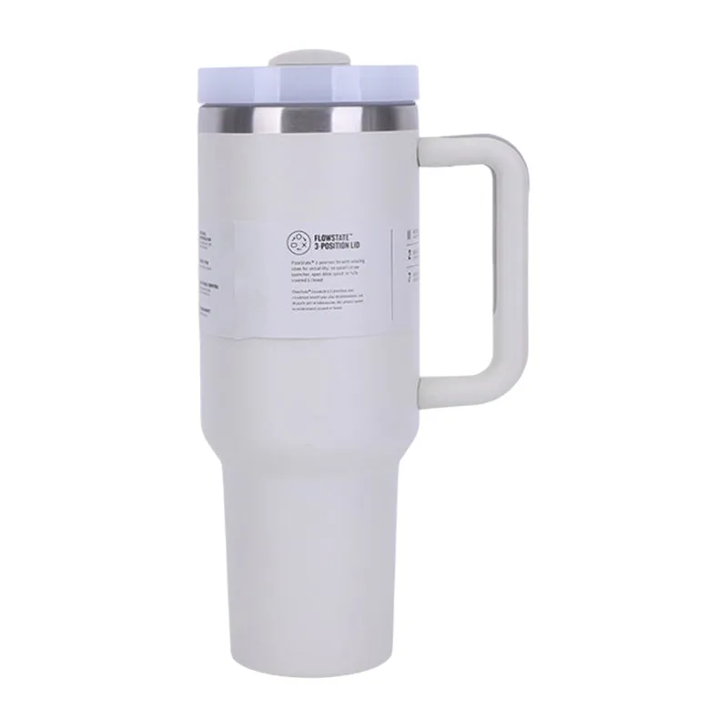 40 oz Insulated Tumbler with Straw, Handle & Lid  Stainless Steel, Hot & Cold Drinks, Fits Car Cup Holders