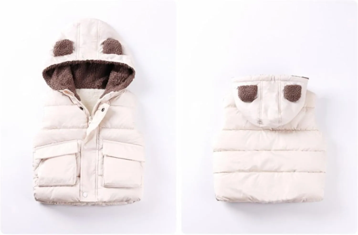 Ac Coats Boys And Girls Fall And Winter Bear Padded Hooded Vest Zipper Cotton Jacket Kid Jackets for Girls