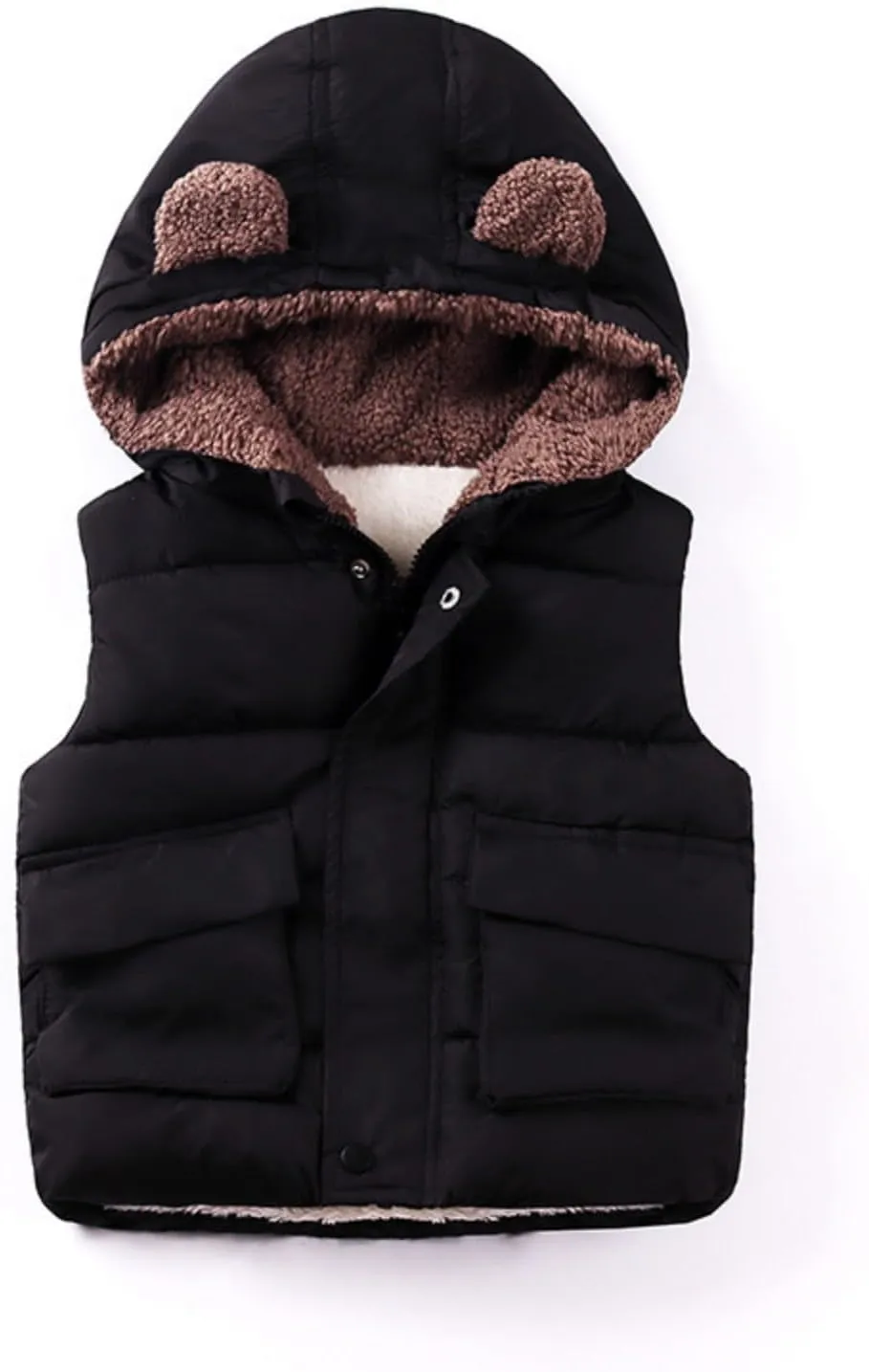 Ac Coats Boys And Girls Fall And Winter Bear Padded Hooded Vest Zipper Cotton Jacket Kid Jackets for Girls