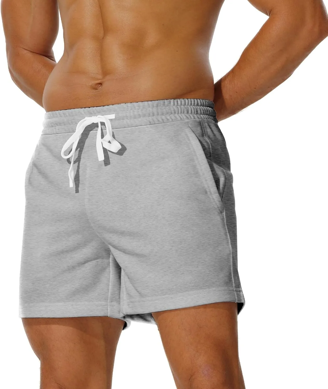 AIMPACT Mens Athletic Gym Shorts 5/5.5 Inch Cotton Casual Shorts Elastic Waist Joggers Sports Sweat Shorts with Pockets