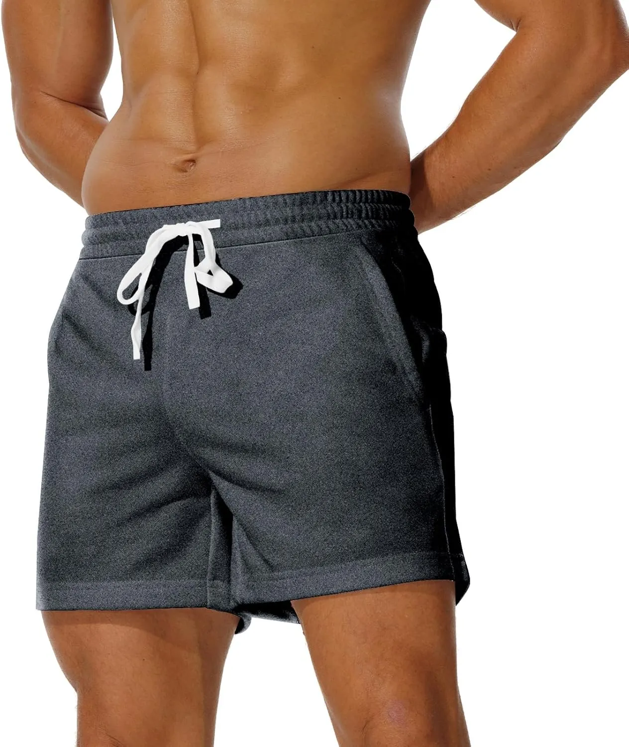 AIMPACT Mens Athletic Gym Shorts 5/5.5 Inch Cotton Casual Shorts Elastic Waist Joggers Sports Sweat Shorts with Pockets