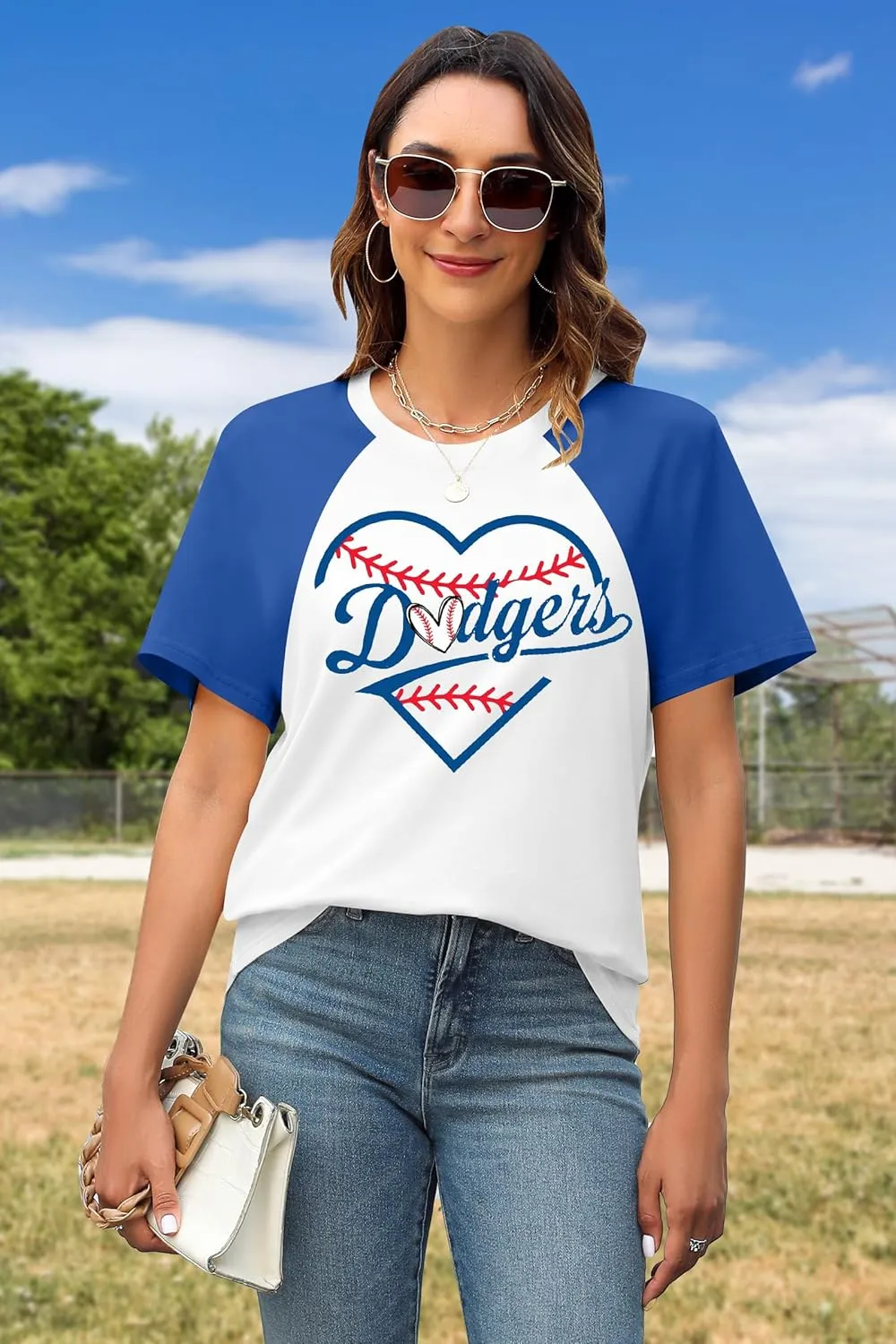 ALLTB Baseball Shirt for Women Baseball Mom Shirt Baseball Heart Graphic Tee Game Day Short Sleeve Tops