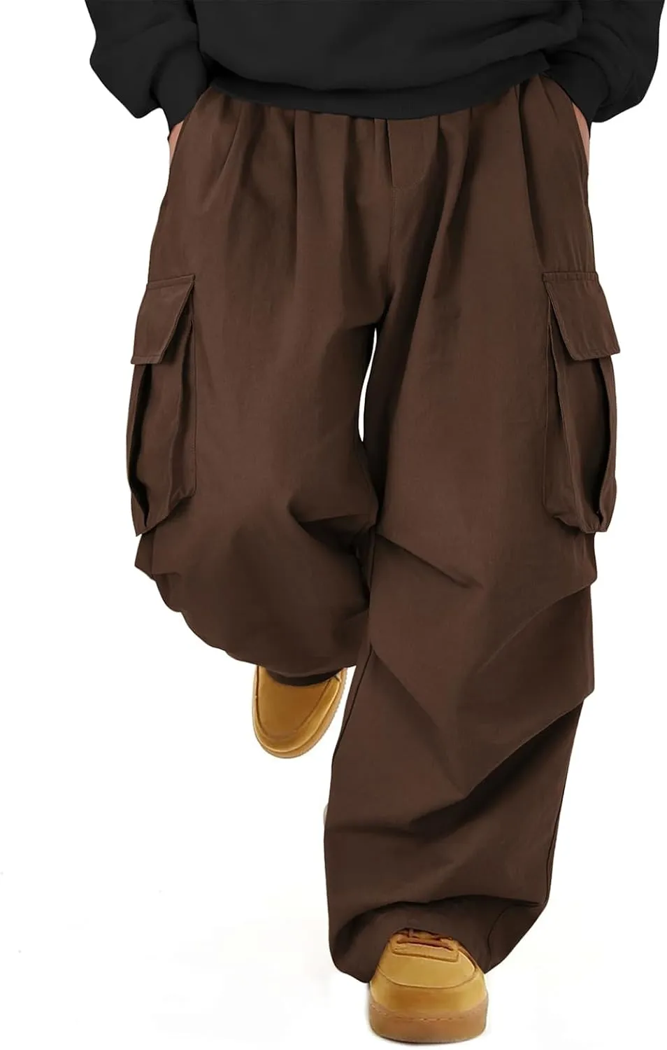 American Trends Baggy Cargo Pants Men Wide Casual Parachute Pants Men Jogger Drawstring Hiking Hip Hop Pants with Pocket