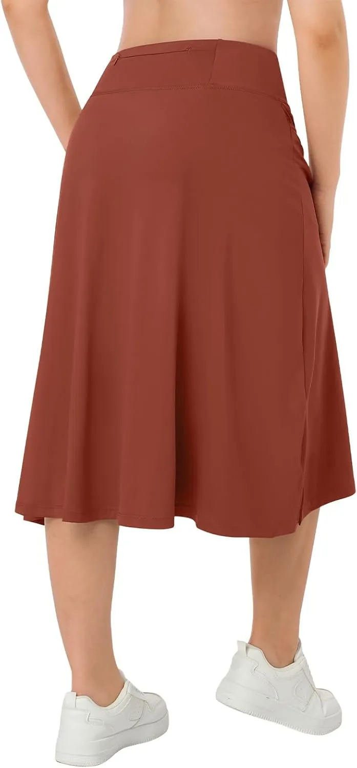 ANIVIVO Women's Skorts Knee Length, Modest Long Skort Athletic Sports Casual Skirt with High Waisted Pockets