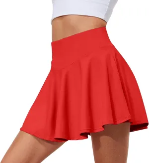 Athletic Skorts for Women with Pockets Pleated Tennis Golf Skirt Tummy Control Yoga High Waisted Skirt with Shorts
