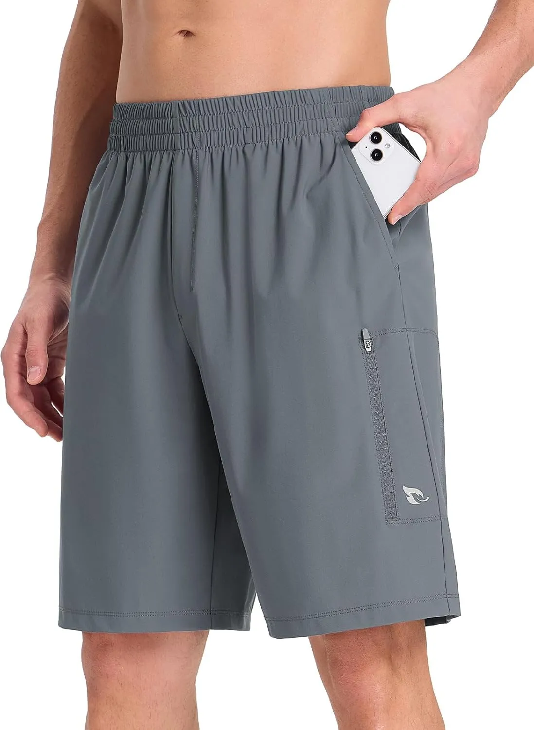 baleaf Men's Athletic Running Shorts 9" Quick Dry Workout Shorts Lightweight Sports Gym Shorts with Zipper Pockets