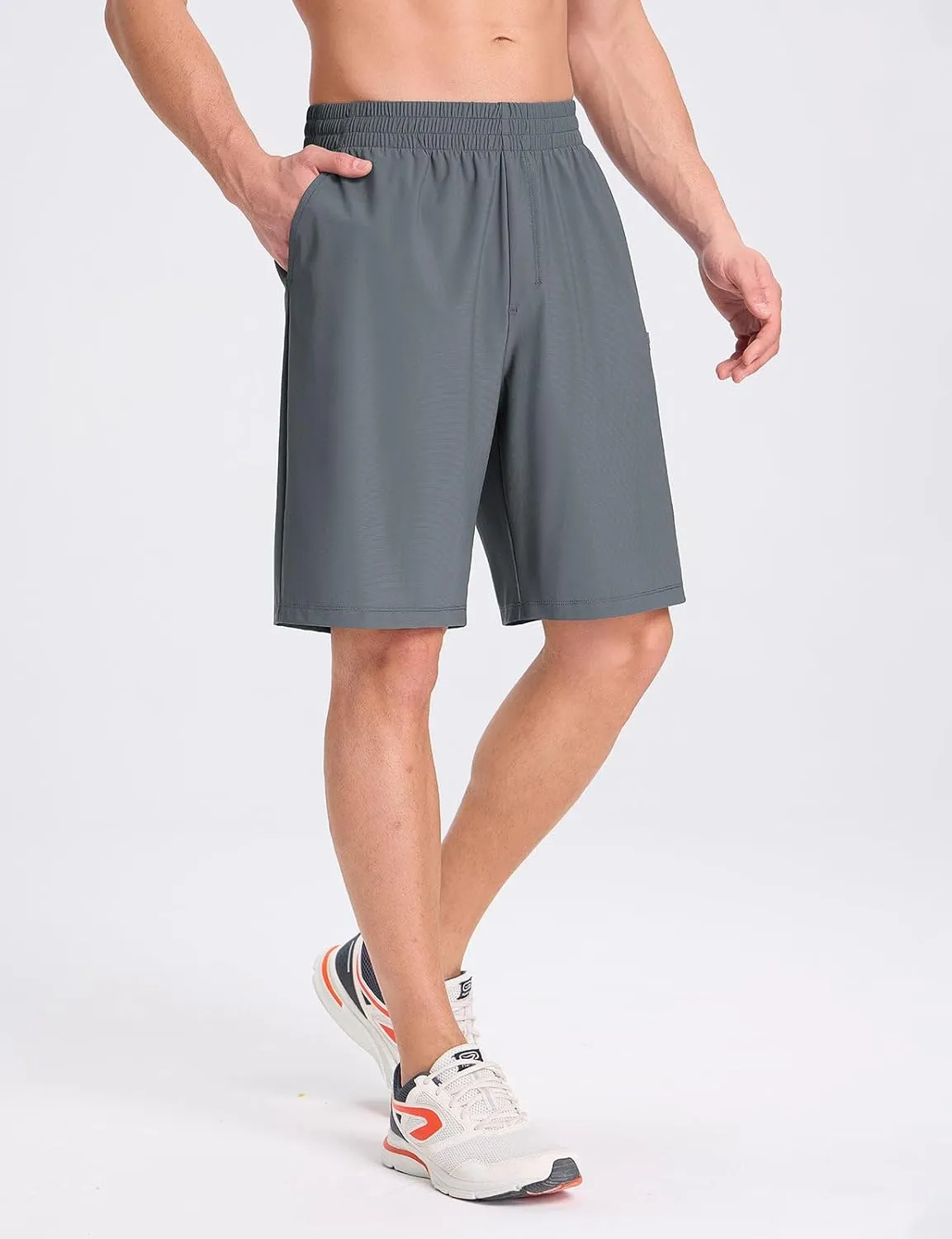 baleaf Men's Athletic Running Shorts 9" Quick Dry Workout Shorts Lightweight Sports Gym Shorts with Zipper Pockets