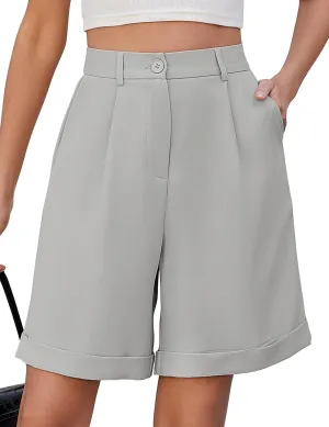 BBX Lephsnt Summer Bermuda Shorts for Women 2025 Trendy Elastic High Waisted Wide Leg Shorts Work Casual Dressy Shorts