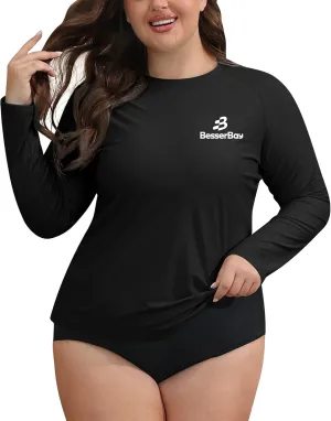 BesserBay Women's UPF 50  Crew Neck Long Sleeve Rash Guard Shirt Sun Protection Rashguard Top Swim Shirt