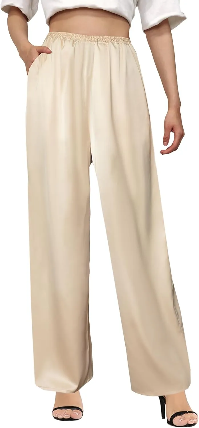 Betusline Women's Satin Silky Pants