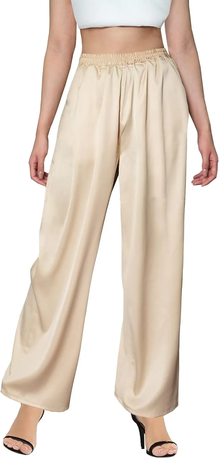 Betusline Women's Satin Silky Pants