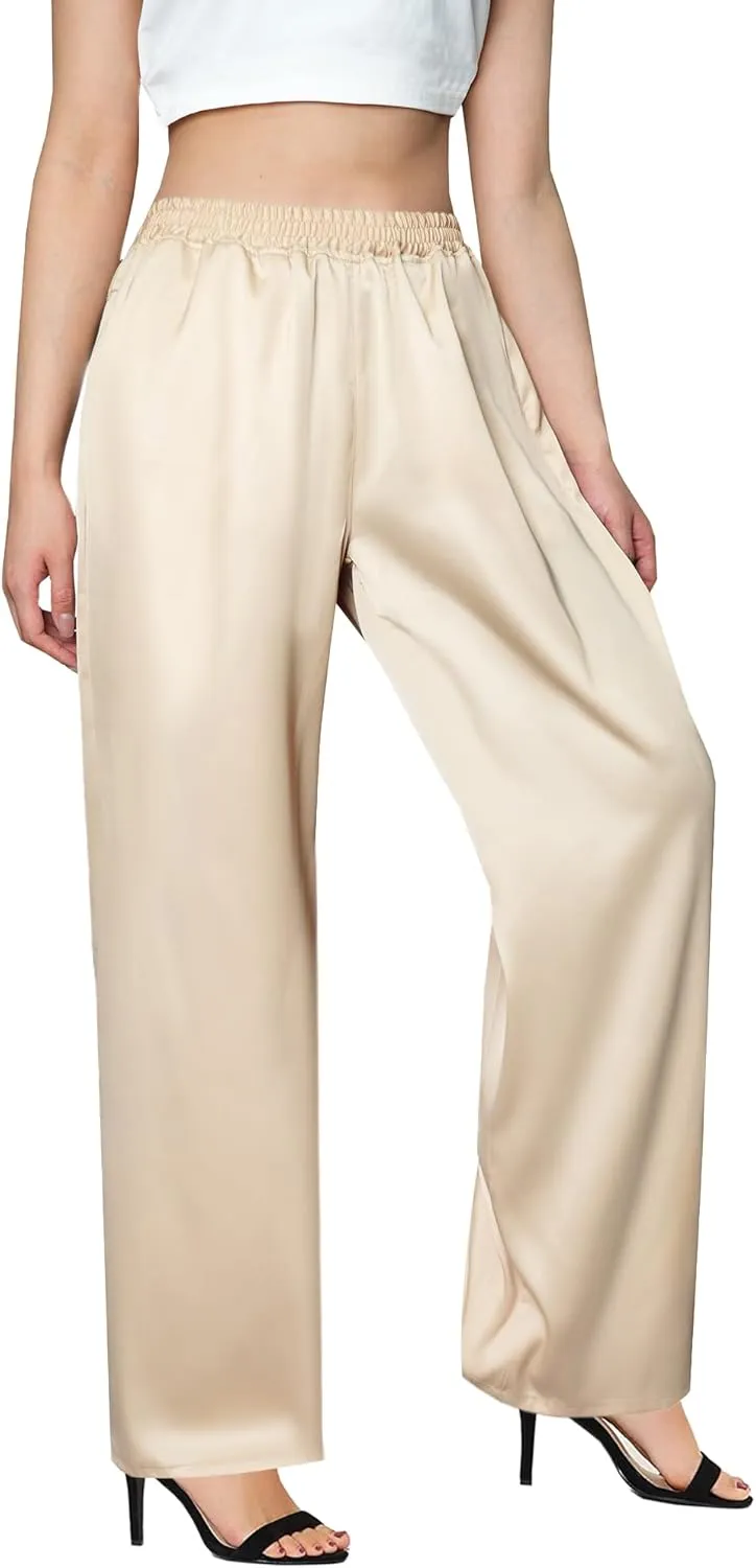 Betusline Women's Satin Silky Pants