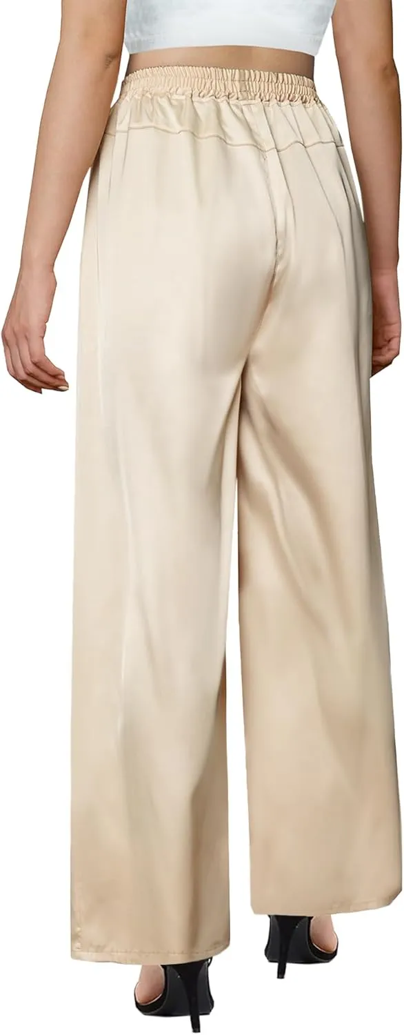 Betusline Women's Satin Silky Pants