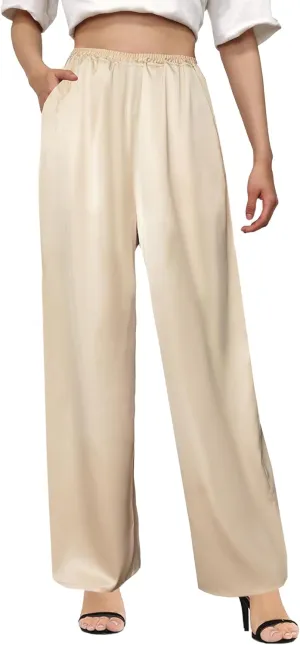 Betusline Women's Satin Silky Pants
