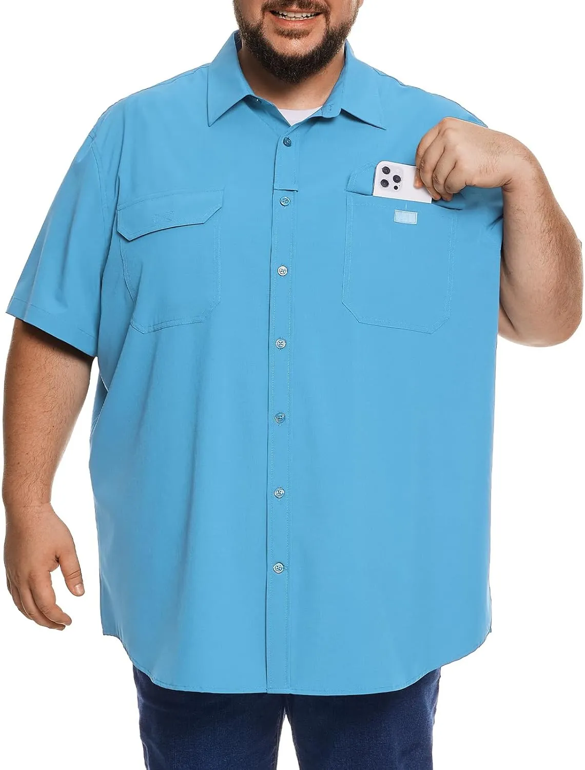 Big and Tall Mens Fishing Shirt UPF 50  Sun Protection Shirt SPF Quick Dry 2XL-6XL
