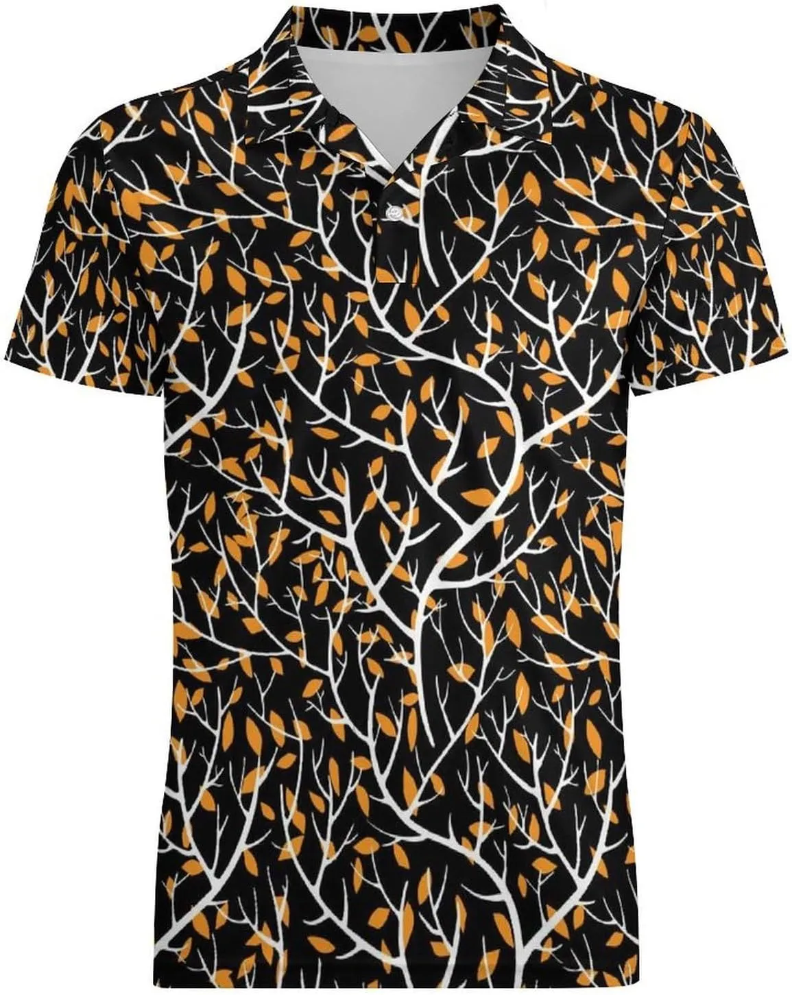Blue Yellow Floral Rose Pattern Men's Short Sleeve Classic Fit Performance Moisture Wicking Polo (Available in Big & Tall)