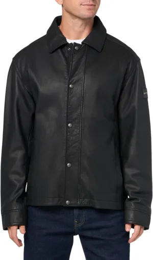 BOSS Men's Soft Leather Shirt Jacket