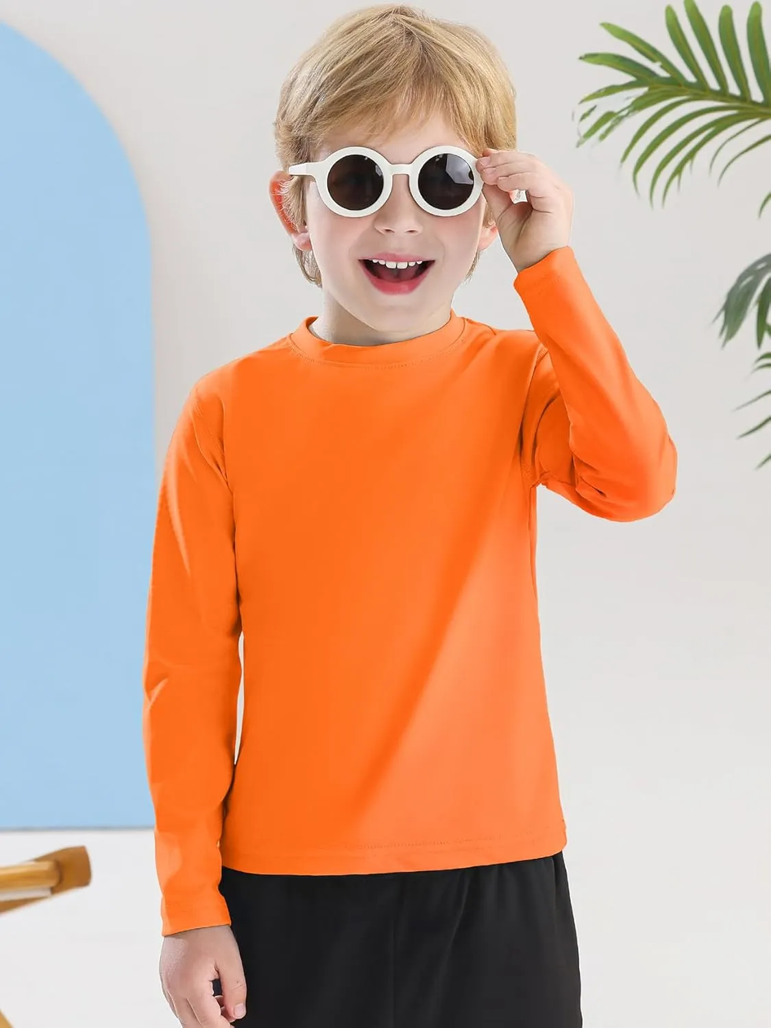 Boys Rash Guard Swim Shirt Long Sleeve UPF 50  for Toddler Kids UV Protection Outdoor Rashguard Sun Shirt