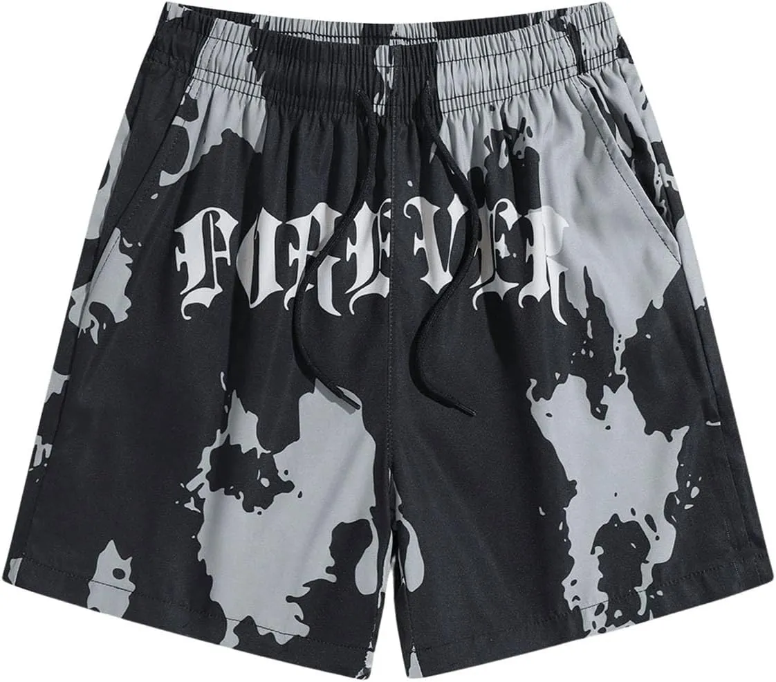 Boy's Y2k Striped Graphic Shorts Drippy Track Shorts Streetwear Athletic