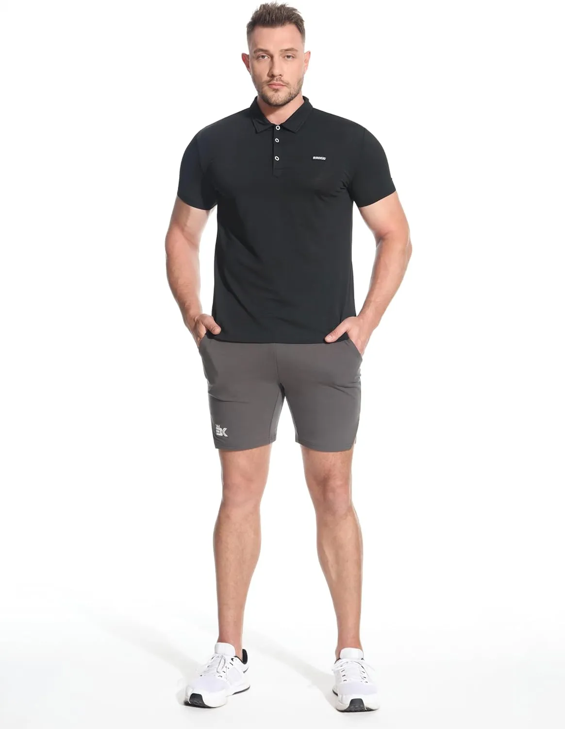 BROKIG Men's BREAME Athletic Polo Shirts,Quick Dry Casual Golf Shirt Short Sleeve Polo T Shirt for Men