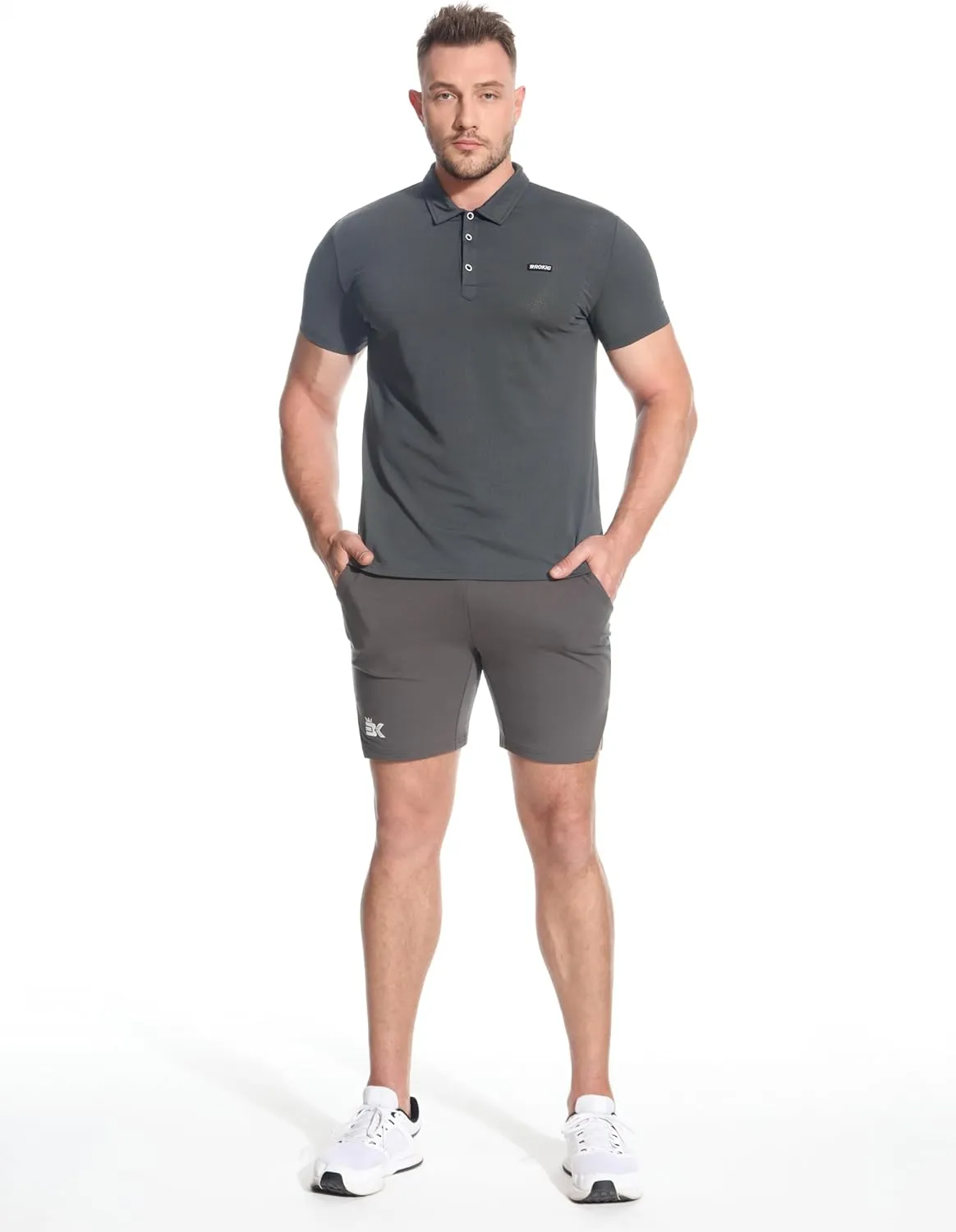 BROKIG Men's BREAME Athletic Polo Shirts,Quick Dry Casual Golf Shirt Short Sleeve Polo T Shirt for Men