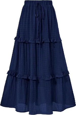 BTFBM Women's Long Summer Skirt 2025 Elegant High Waist Cocktail Party Wedding Guest Dress Flared A-Line Midi Skirts