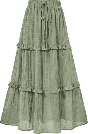 BTFBM Women's Long Summer Skirt 2025 Elegant High Waist Cocktail Party Wedding Guest Dress Flared A-Line Midi Skirts