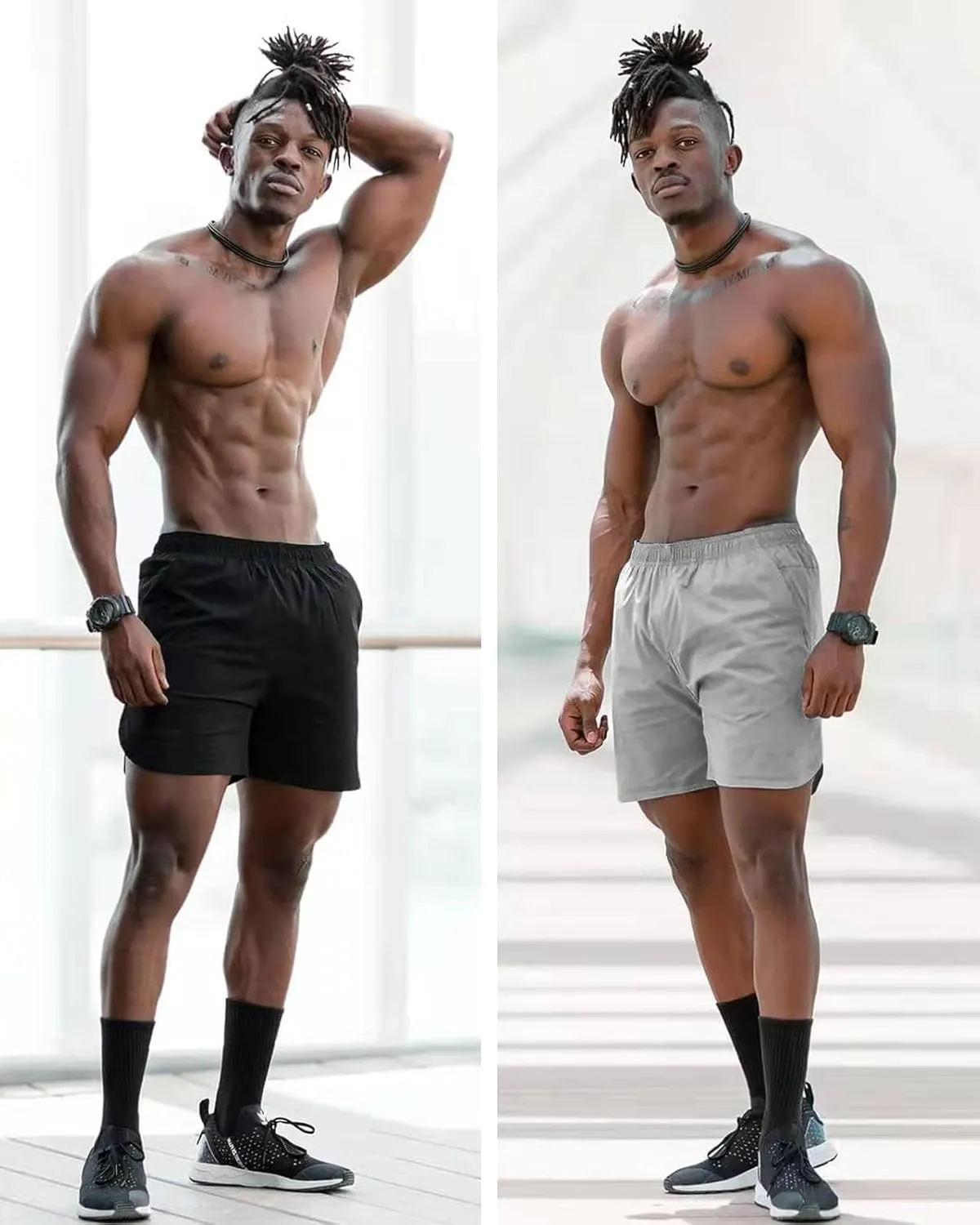 CANGHPGIN 2 Pack Men's Running Athletic Shorts 7'' Quick Dry Sports Gym Shorts with Pockets, Exercise Workout Shorts Men