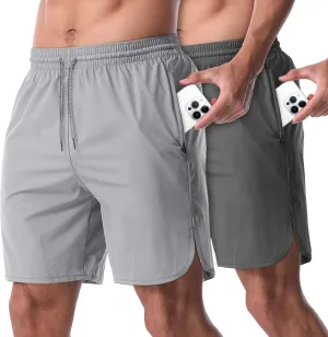CANGHPGIN 2 Pack Men's Running Athletic Shorts 7'' Quick Dry Sports Gym Shorts with Pockets, Exercise Workout Shorts Men