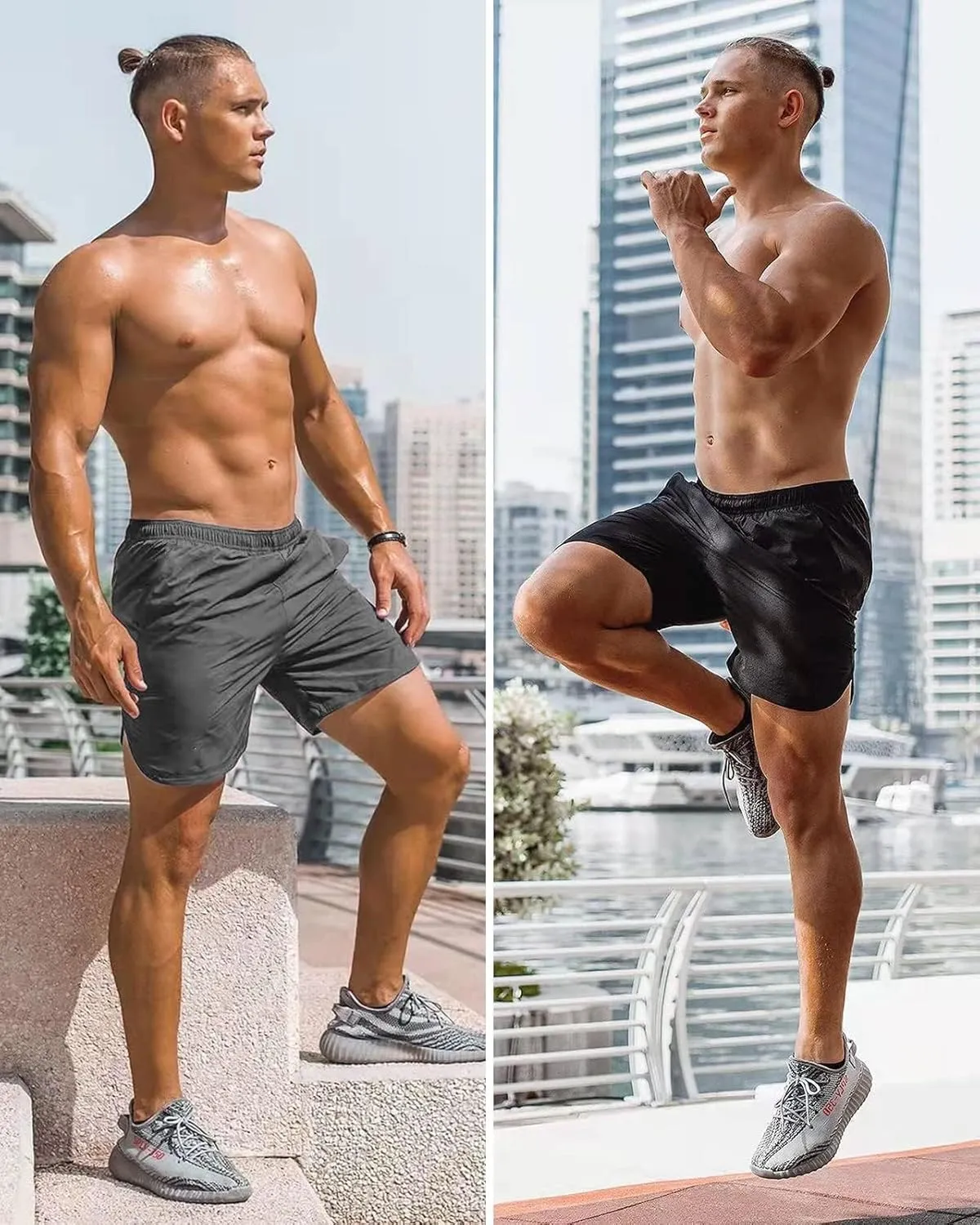CANGHPGIN 2 Pack Men's Running Athletic Shorts 7'' Quick Dry Sports Gym Shorts with Pockets, Exercise Workout Shorts Men