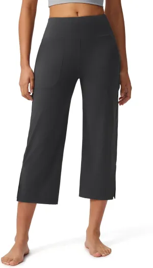 Capri Pants for Women Wide Leg Yoga Capris with Pockets Stretch High Waist Crop Pants Loose Travel