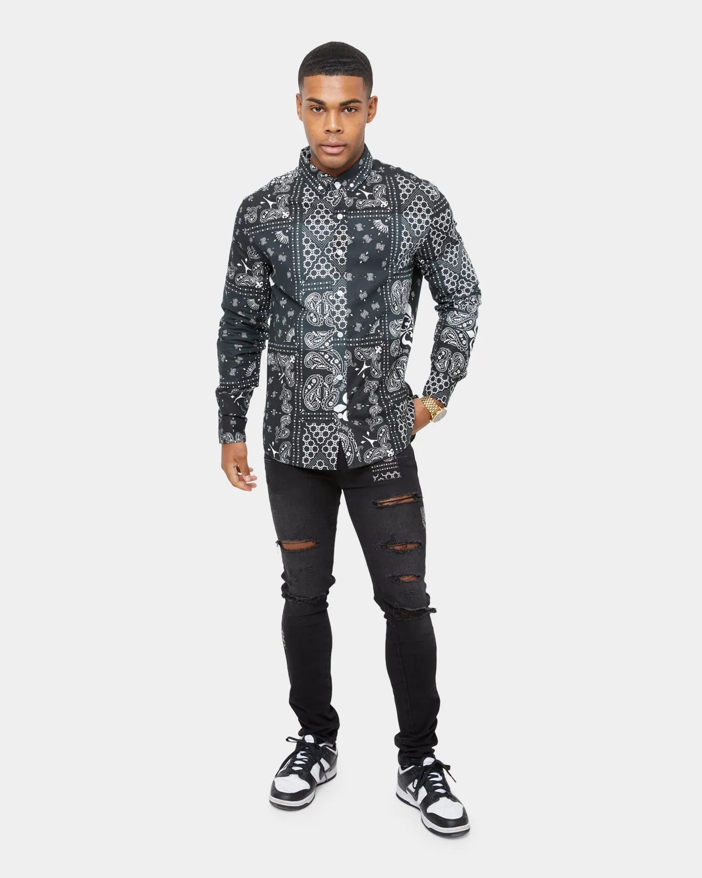 Carre Bandana Ultra Flannel Shirt Black/White