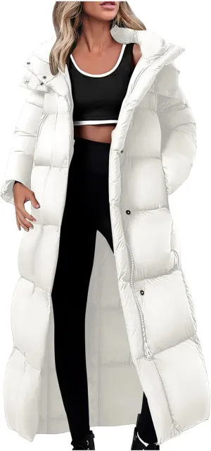 Ceboyel Long Winter Coats for Women 2024 Puffer Jackets Hooded Thickened Down Coat Trendy Ladies Outerwear Clothes With Hood