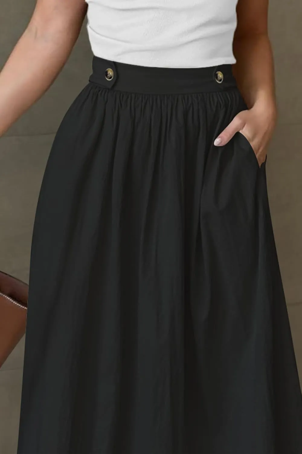 CFLONGE Women's 2025 Bohemian Long Skirts Flowy High Waist A Line Maxi Skirts for Women Summer Pleated Midi Skirt with Pocket