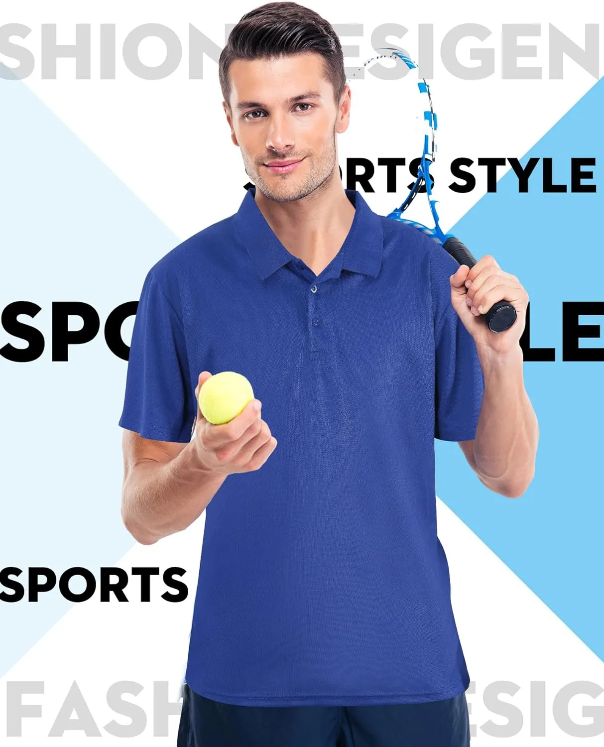 Chuarry 8 Pack Golf Shirt for Man Quick Dry Short Sleeve Casual Collared Athletic Perfomance T-Shirt