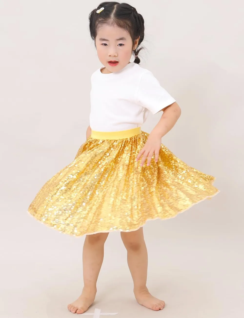 Cilucu Girls Skirt Sequin Pleated Skort Sparkle Mini Skirt for Girls Birthday Dance Music Concert Clothes