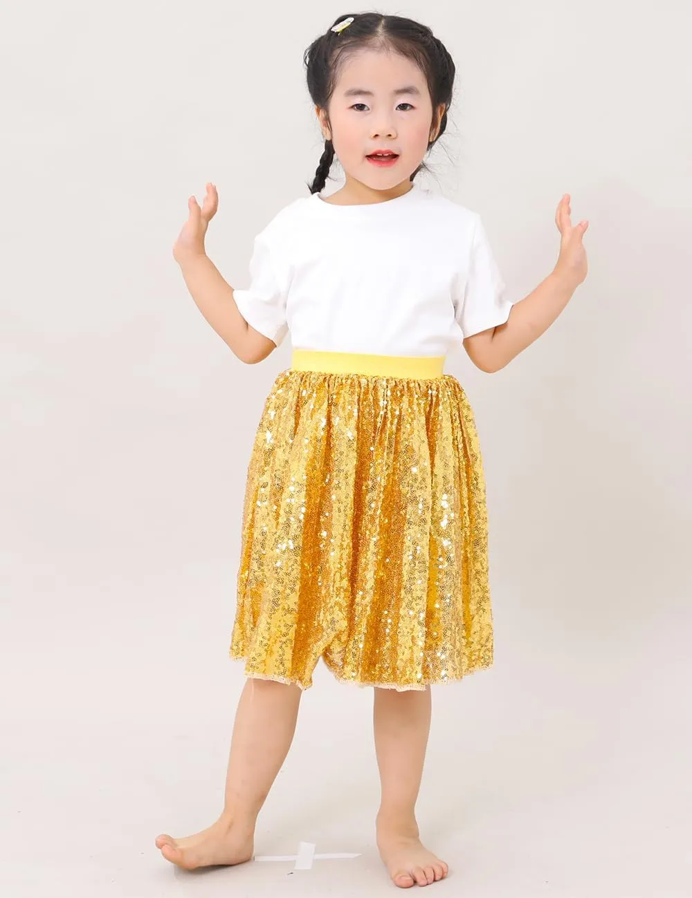 Cilucu Girls Skirt Sequin Pleated Skort Sparkle Mini Skirt for Girls Birthday Dance Music Concert Clothes