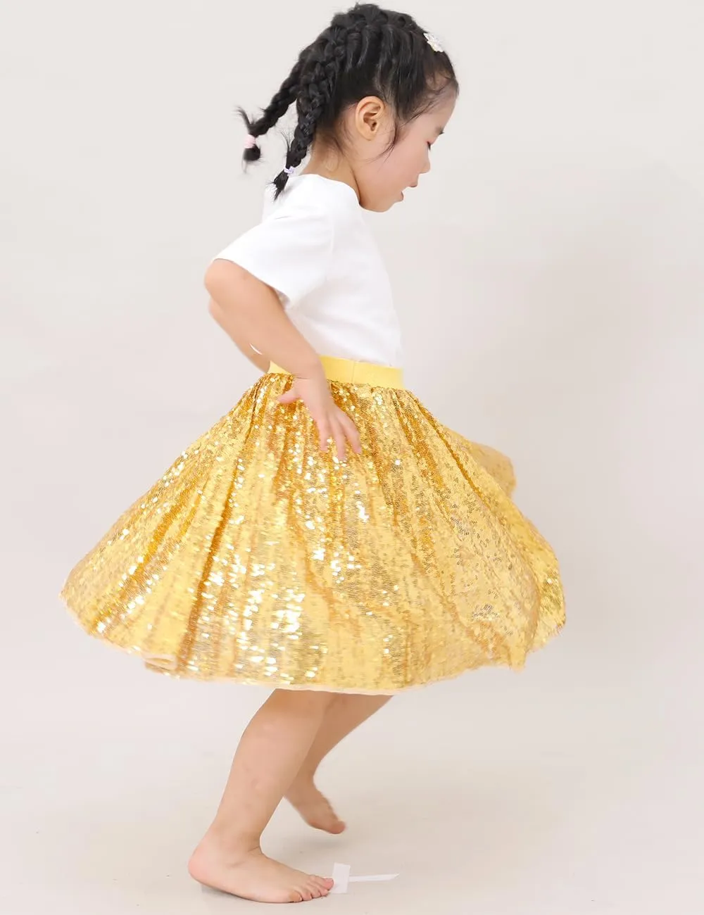 Cilucu Girls Skirt Sequin Pleated Skort Sparkle Mini Skirt for Girls Birthday Dance Music Concert Clothes