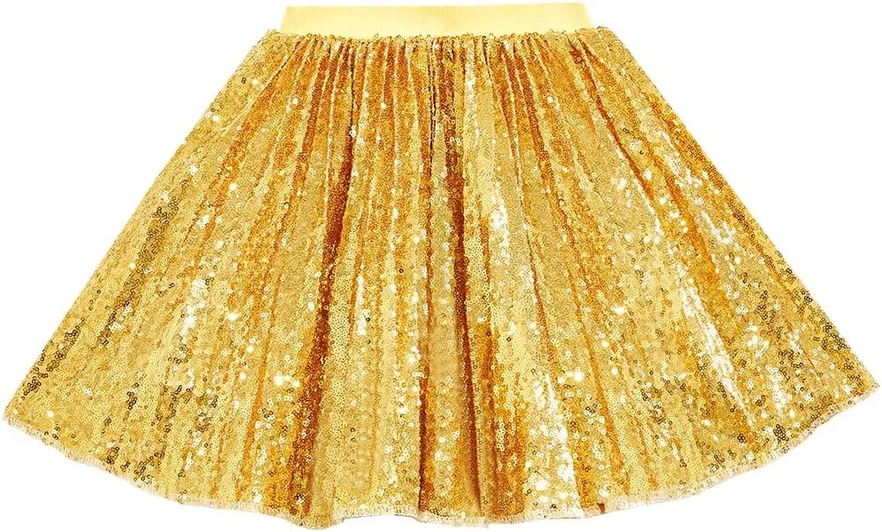 Cilucu Girls Skirt Sequin Pleated Skort Sparkle Mini Skirt for Girls Birthday Dance Music Concert Clothes