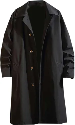 Coat For Men And Winter Casual Fashion Personality Windbreaker Coat Long Trench Coat Casual Blend Trench Coat Coat