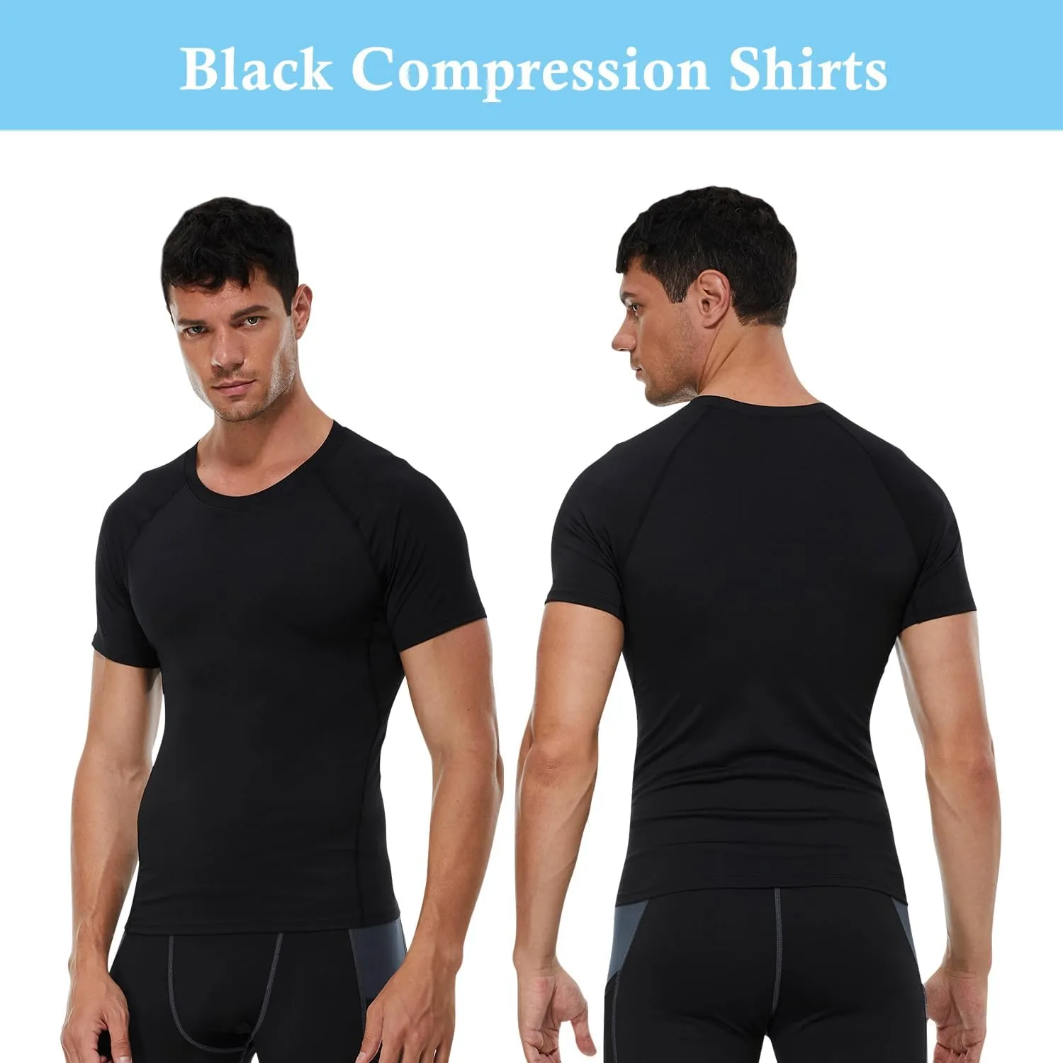 Compression Shirt Men Short Sleeve T-Shirt Cool Dry Top Baselayer Undershirts for Workout Gym Football Basketball