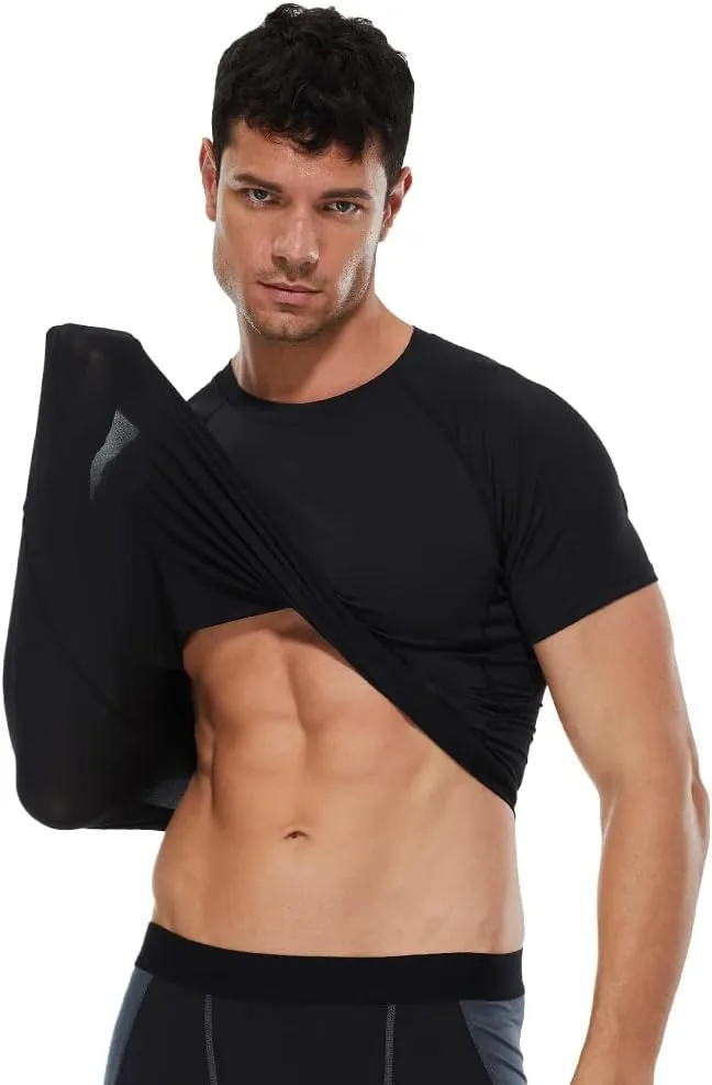 Compression Shirt Men Short Sleeve T-Shirt Cool Dry Top Baselayer Undershirts for Workout Gym Football Basketball