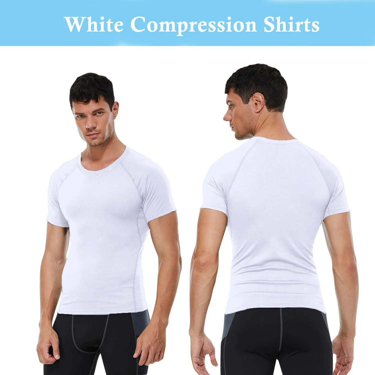 Compression Shirt Men Short Sleeve T-Shirt Cool Dry Top Baselayer Undershirts for Workout Gym Football Basketball