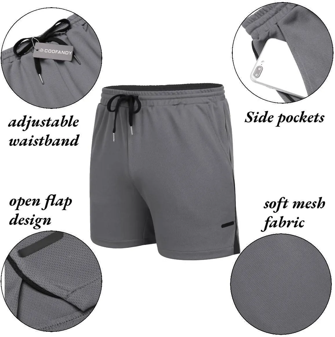 COOFANDY Men's 2 Pack Gym Workout Shorts Quick Dry Athletic Shorts 5 Inch Lightweight Sports Running Shorts with Pockets